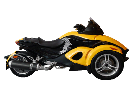 trike-motorcycle Yellow powersport trike.